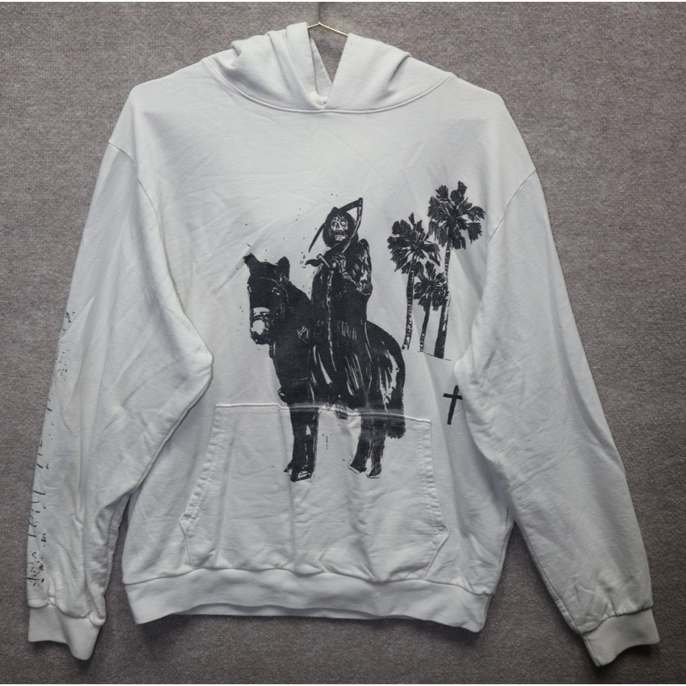 Terry Urban Hoodie Mens XL Beige Black Horse Reaper Skull Hoody Is That All - Picture 1 of 5